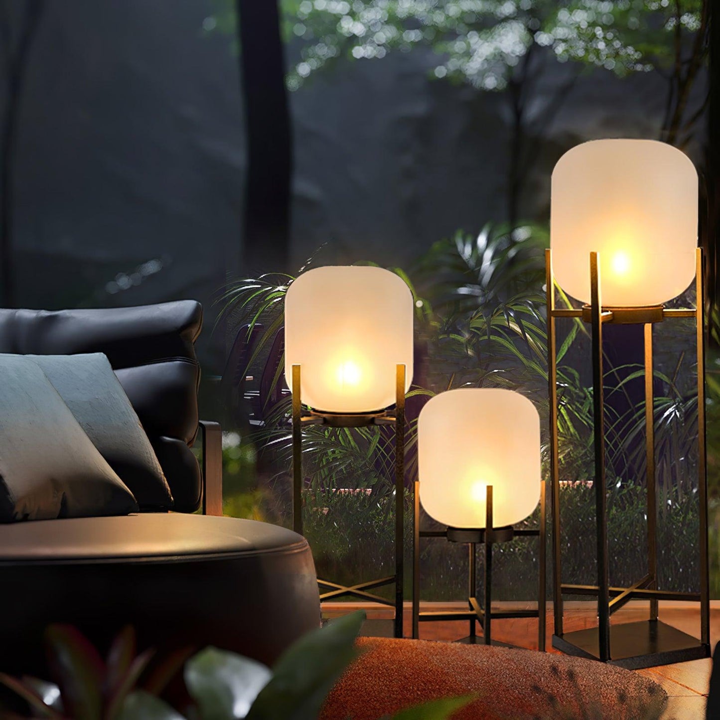 Lampe Solarium Extérieure en Acier Inoxydable et Verre – Éclairage LED Automatique IP65