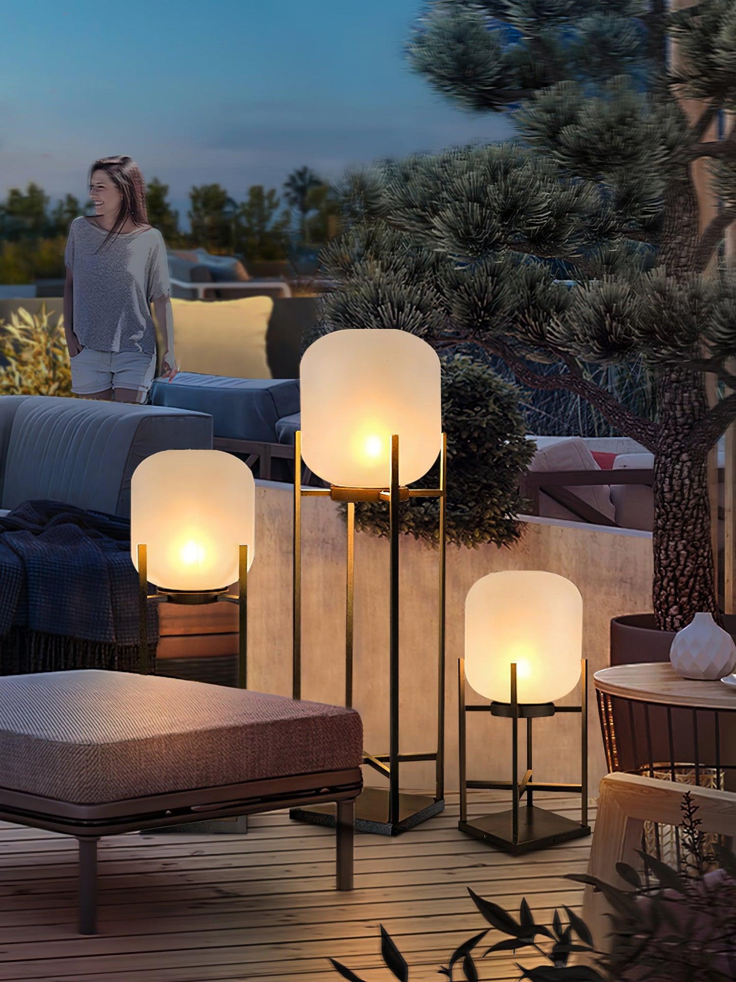 Lampe Solarium Extérieure en Acier Inoxydable et Verre – Éclairage LED Automatique IP65
