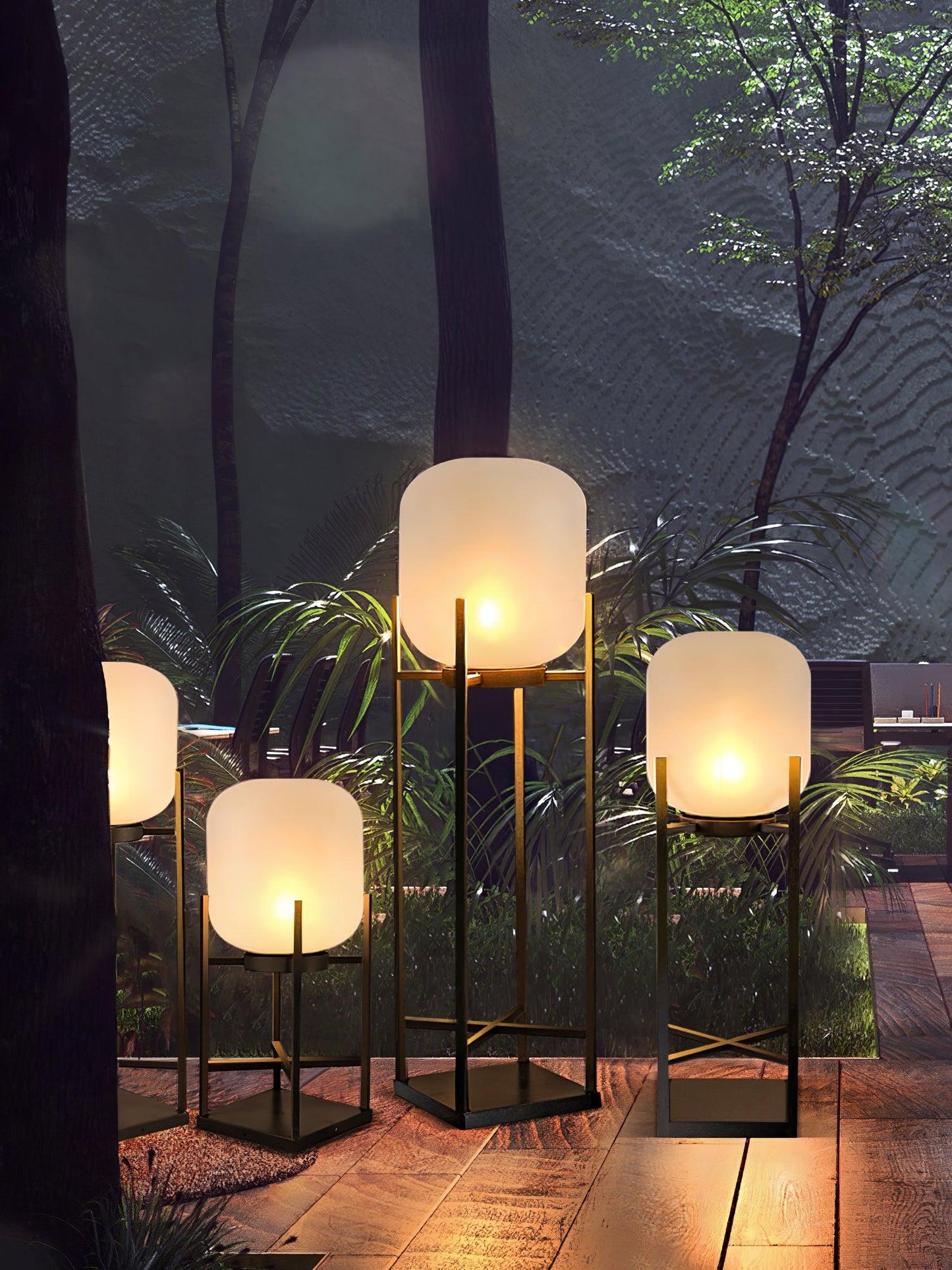 Lampe Solarium Extérieure en Acier Inoxydable et Verre – Éclairage LED Automatique IP65