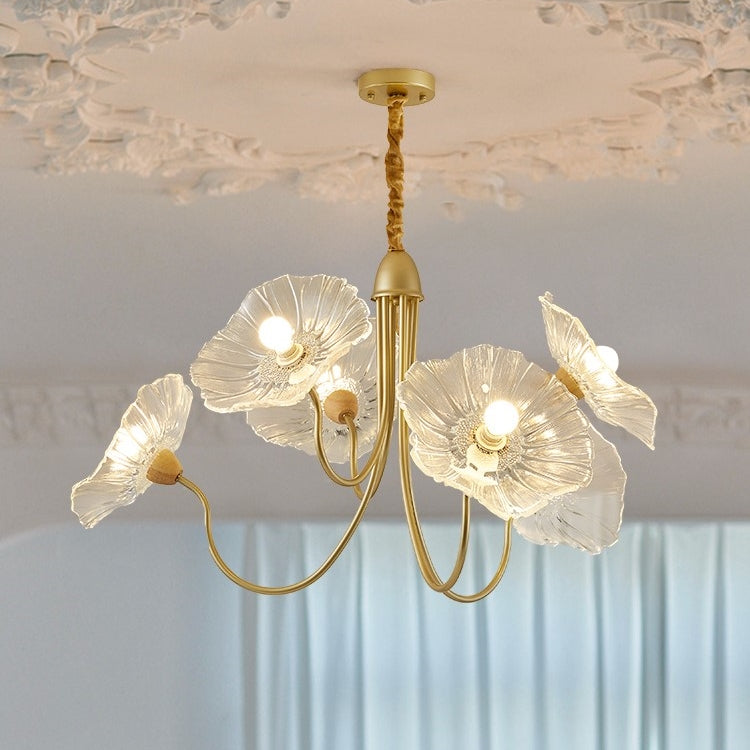 Chandelier en Verre Mat Décoratif - Design Élégant à Feuilles pour Intérieur