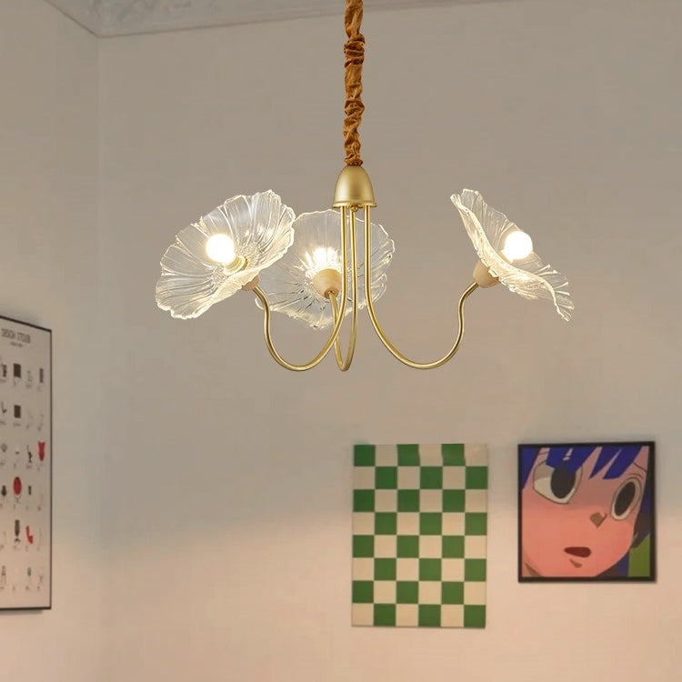 Chandelier en Verre Mat Décoratif - Design Élégant à Feuilles pour Intérieur