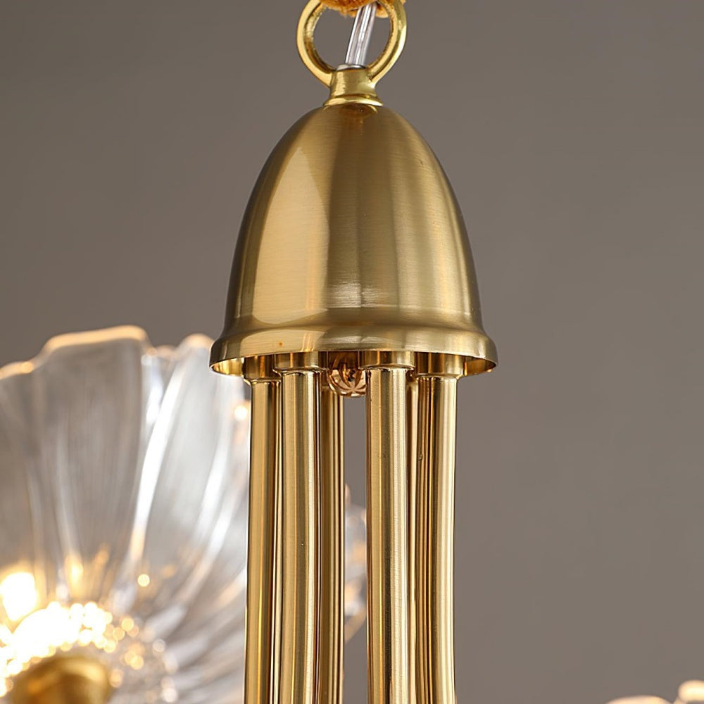 Chandelier en Verre Mat Décoratif - Design Élégant à Feuilles pour Intérieur