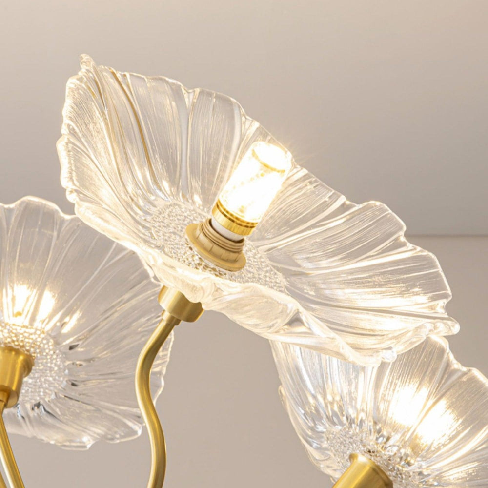 Chandelier en Verre Mat Décoratif - Design Élégant à Feuilles pour Intérieur