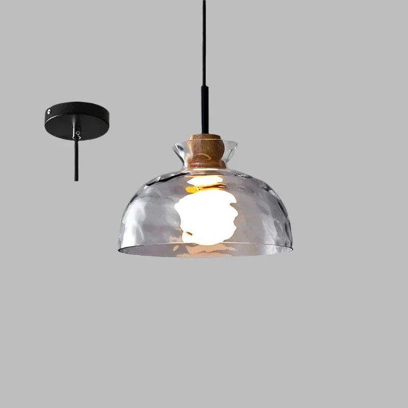 Chandelier Minimaliste Japonais en Fer Forgé avec Verre Tempéré, LED Dimable