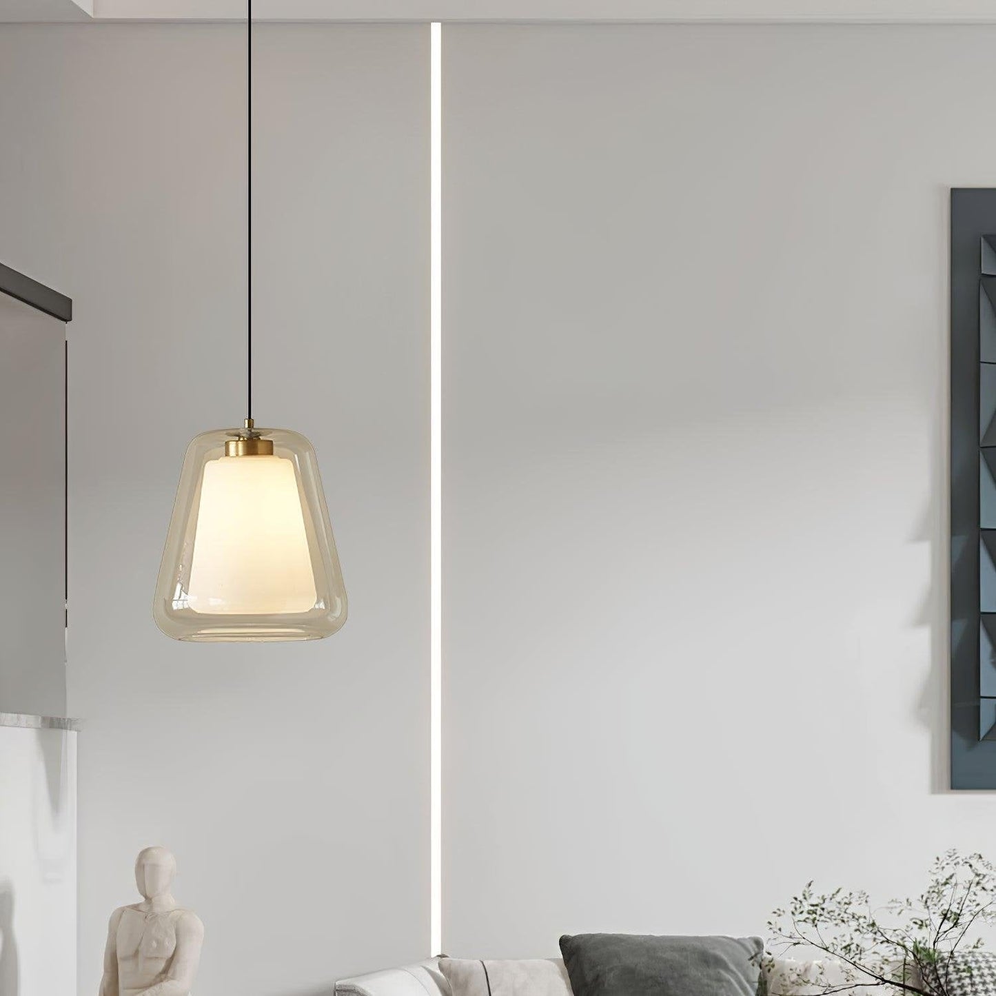 Suspension Lucinda en Verre - Lampe Moderne avec Base en Métal et Éclairage LED