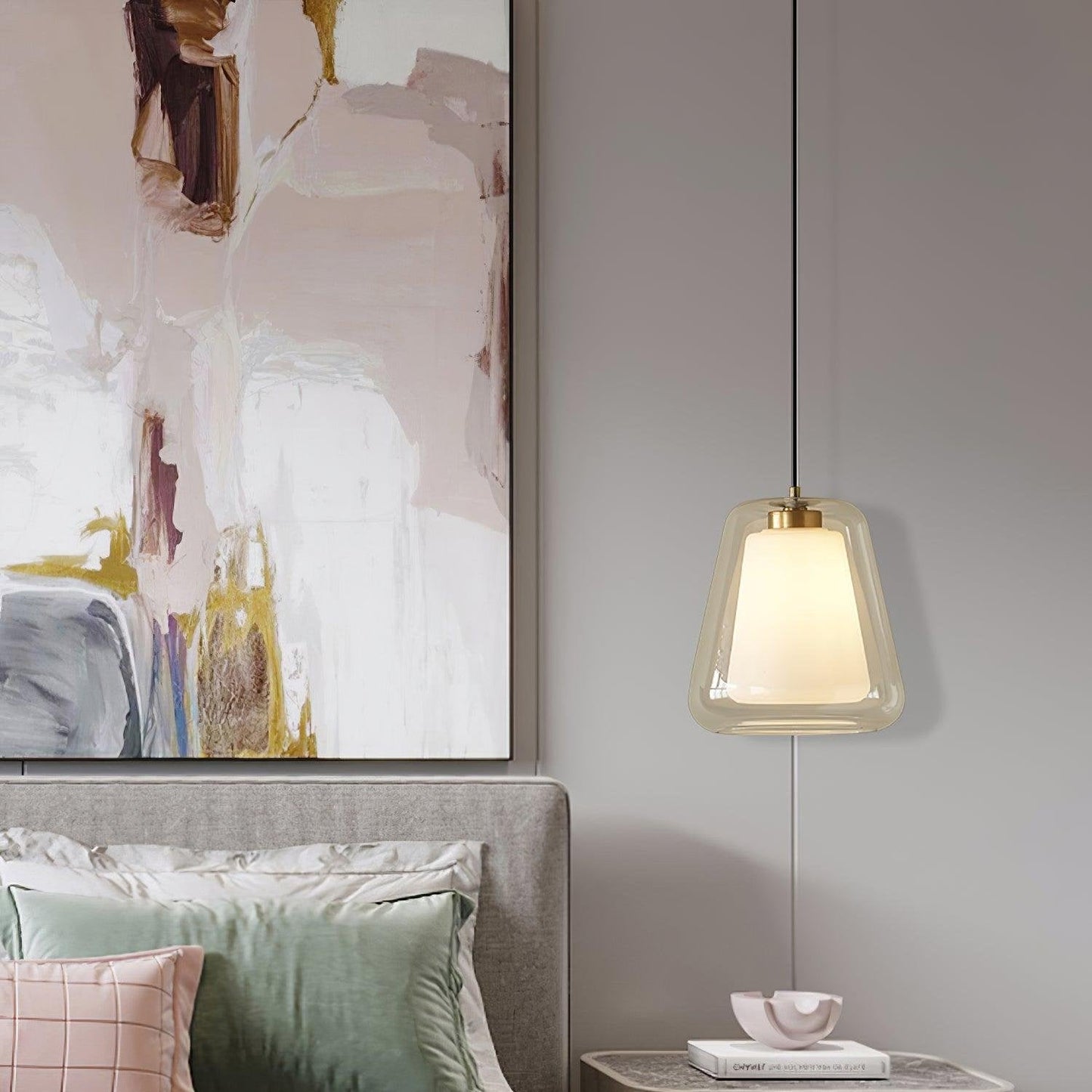 Suspension Lucinda en Verre - Lampe Moderne avec Base en Métal et Éclairage LED