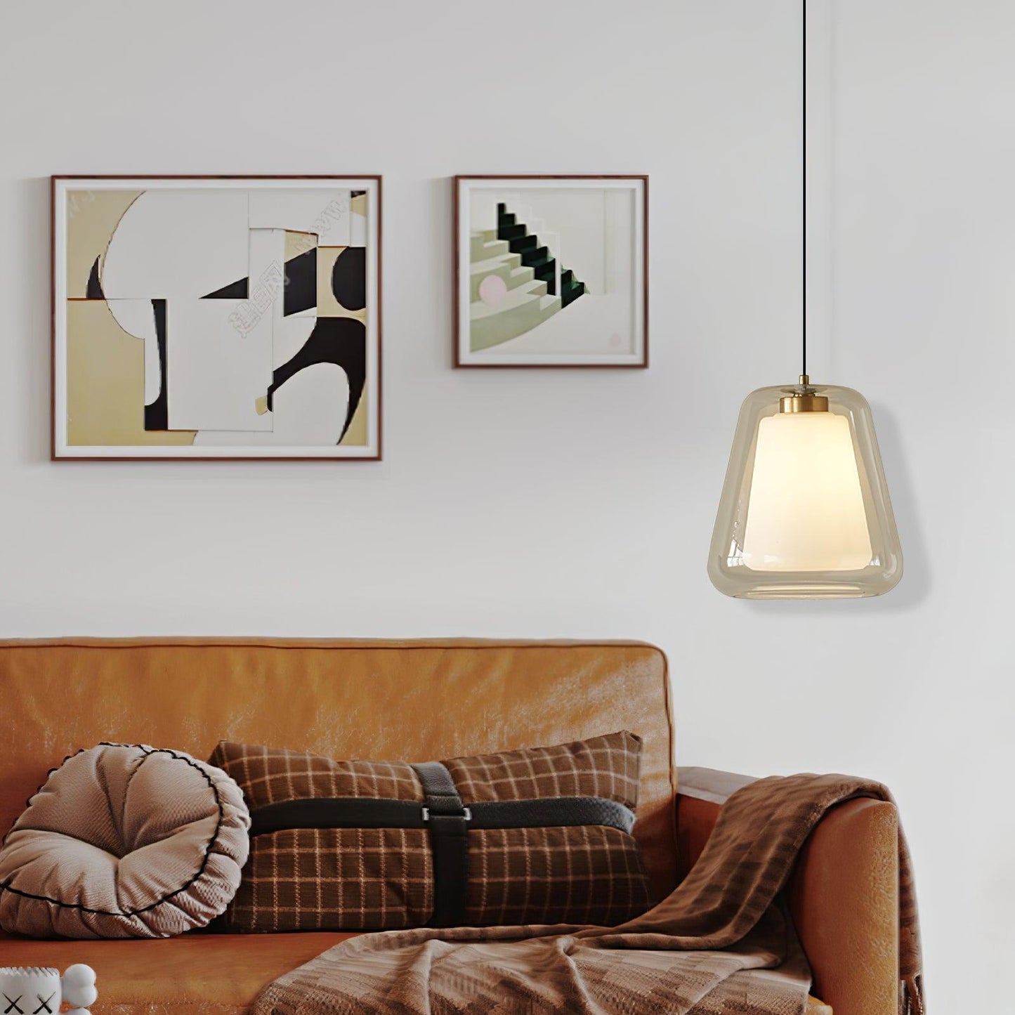 Suspension Lucinda en Verre - Lampe Moderne avec Base en Métal et Éclairage LED