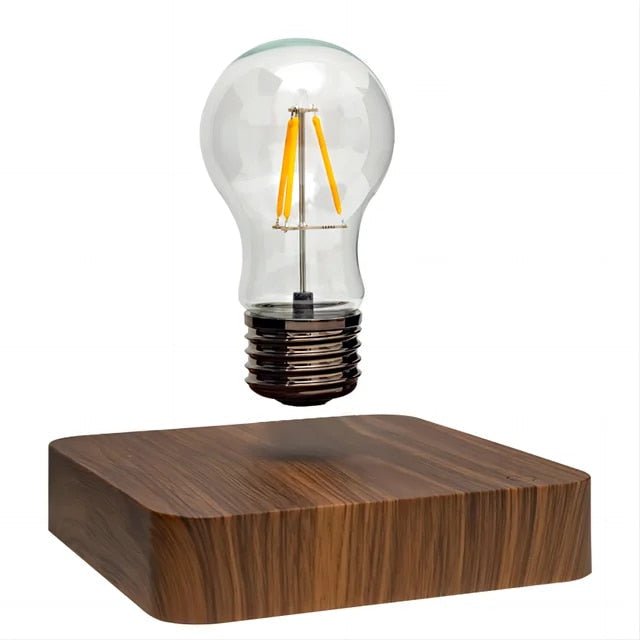 Lampe à Léviation Magnétique LED – Édition Bois Premium avec Ampoule Flottante
