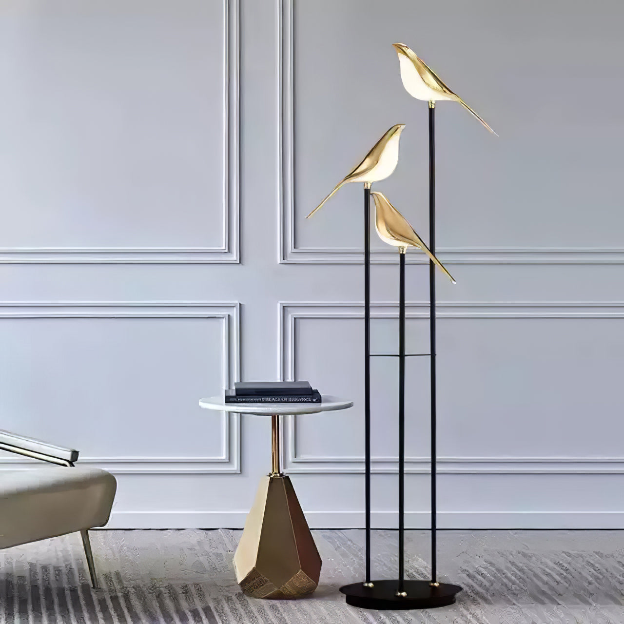 Lampe Magpie Perch - Élégance Naturelle, Design Moderne, LED Intégrée, Stehlampe ou Lampe de Table