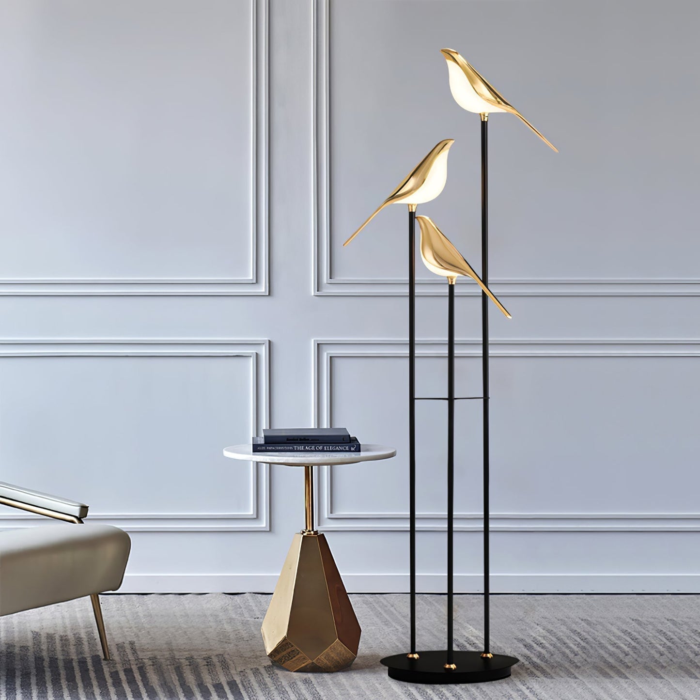Lampe Magpie Perch - Élégance Naturelle, Design Moderne, LED Intégrée, Stehlampe ou Lampe de Table