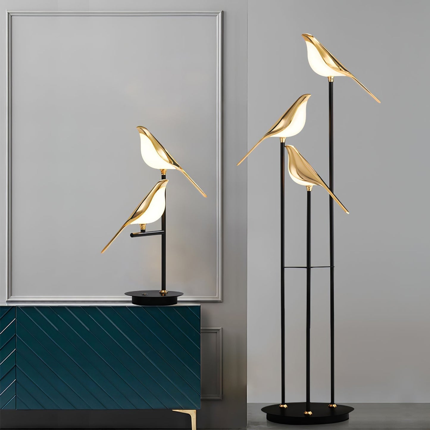 Lampe Magpie Perch - Élégance Naturelle, Design Moderne, LED Intégrée, Stehlampe ou Lampe de Table