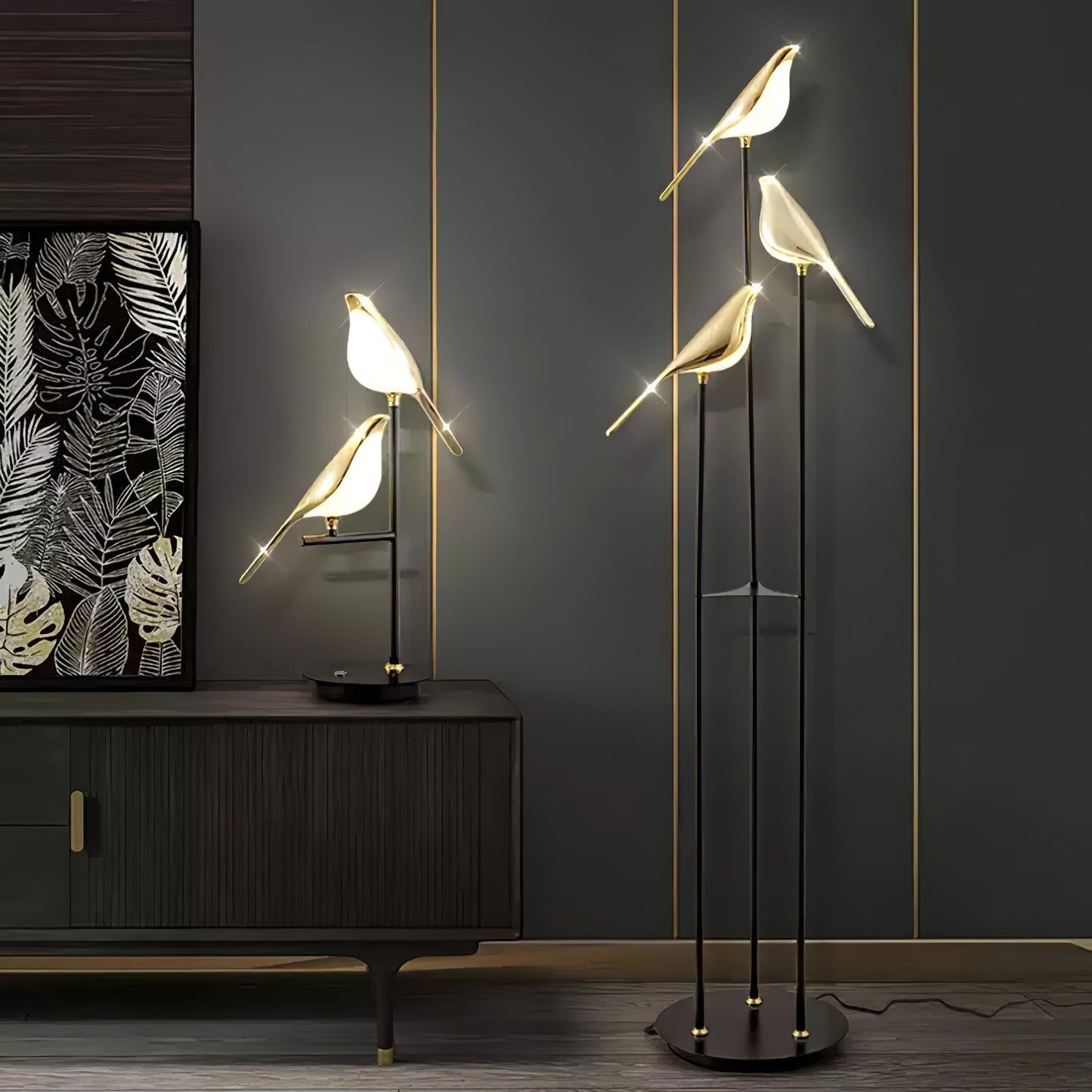 Lampe Magpie Perch - Élégance Naturelle, Design Moderne, LED Intégrée, Stehlampe ou Lampe de Table