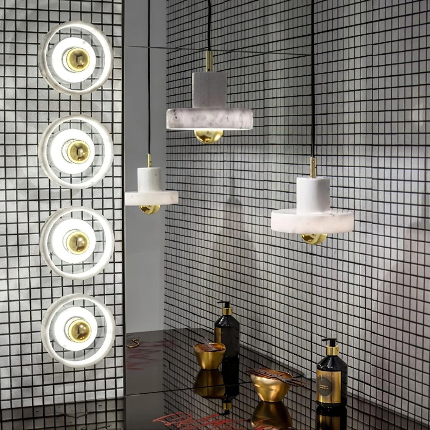 Suspension Marble Aura - Lampe Moderne en Marbre avec LED Intégrée