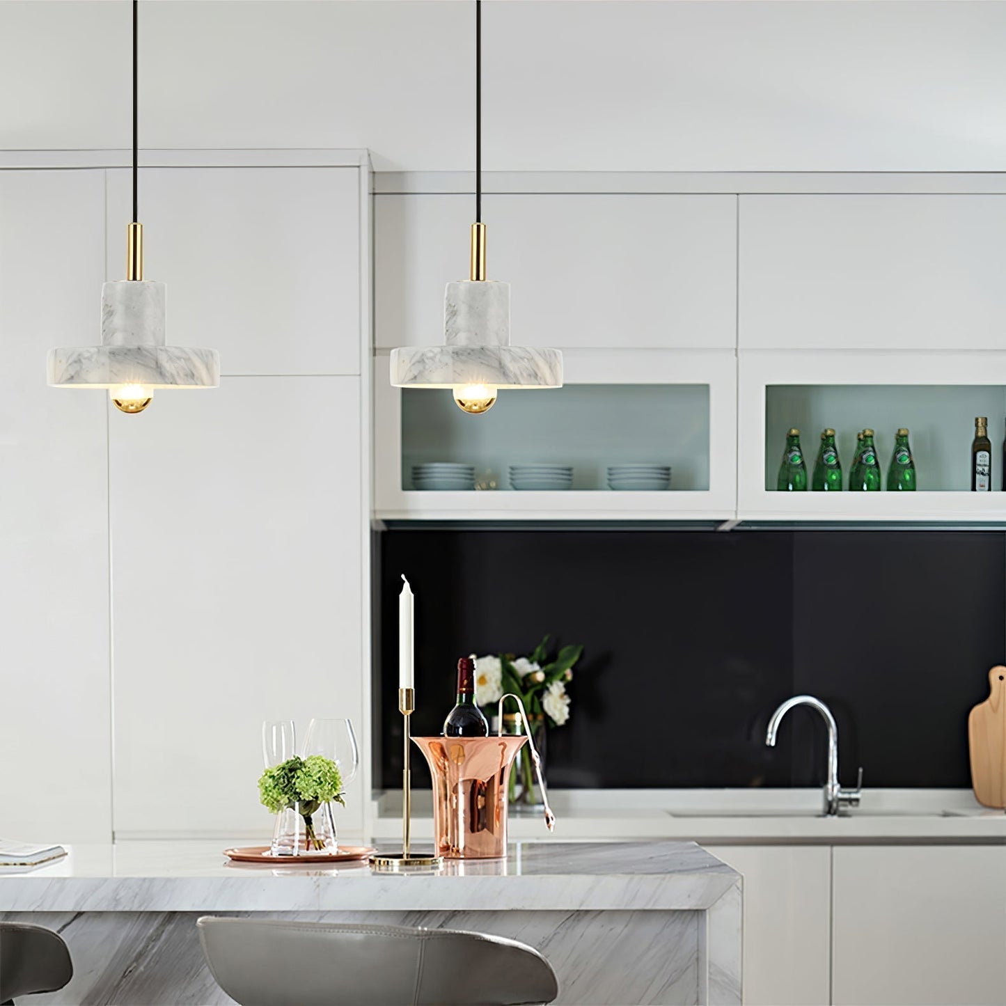 Suspension Marble Aura - Lampe Moderne en Marbre avec LED Intégrée