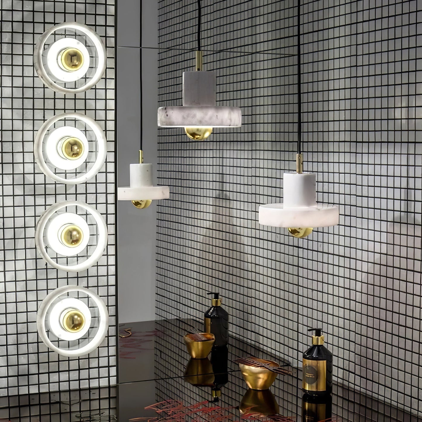 Suspension Marble Aura - Lampe Moderne en Marbre avec LED Intégrée