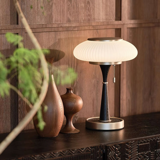 Lampe de Table Matsutake - Design Organique avec Base en Métal, Bois et Verre