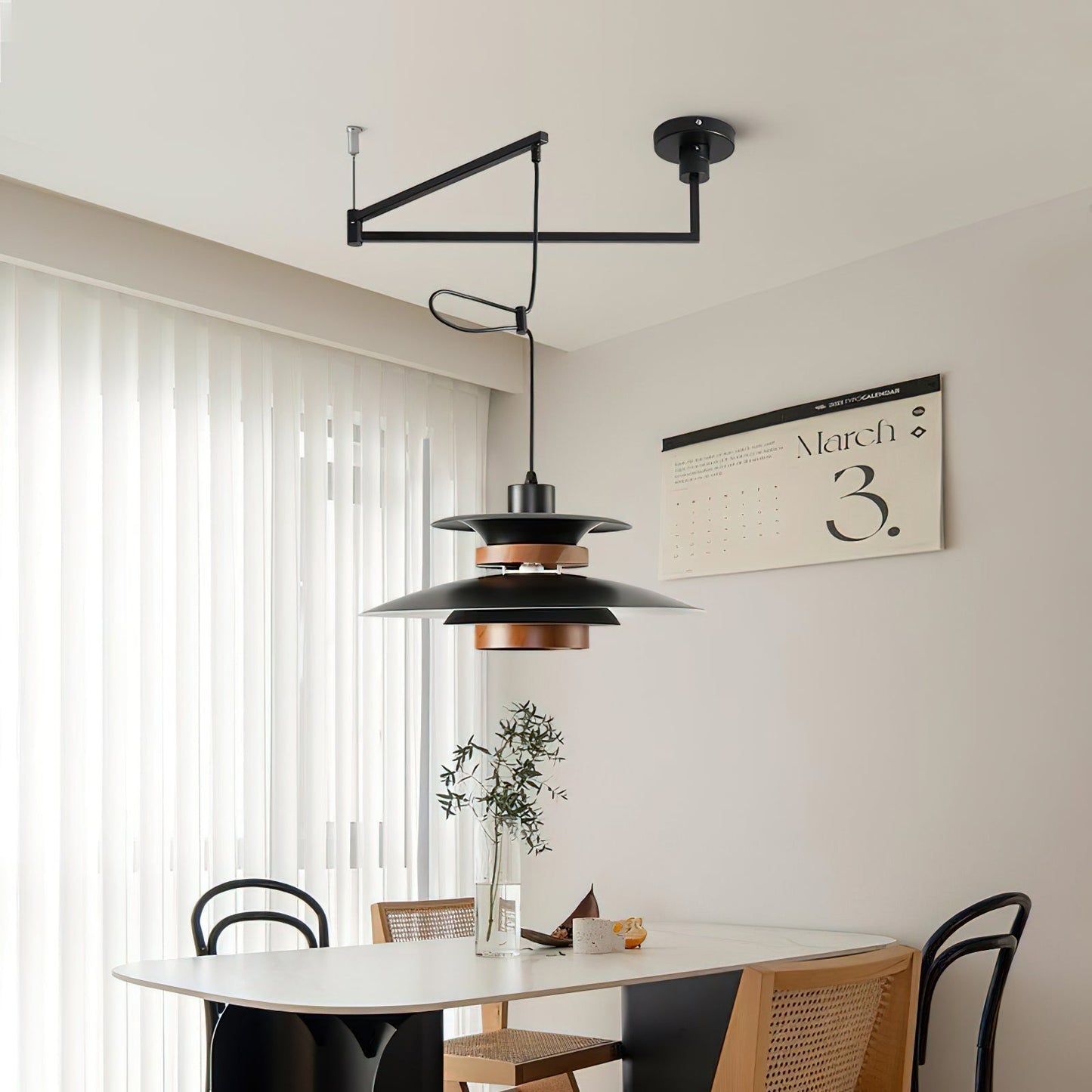 Suspension Mercero à Bras Pivotants – Design Scandinave, Lumière LED