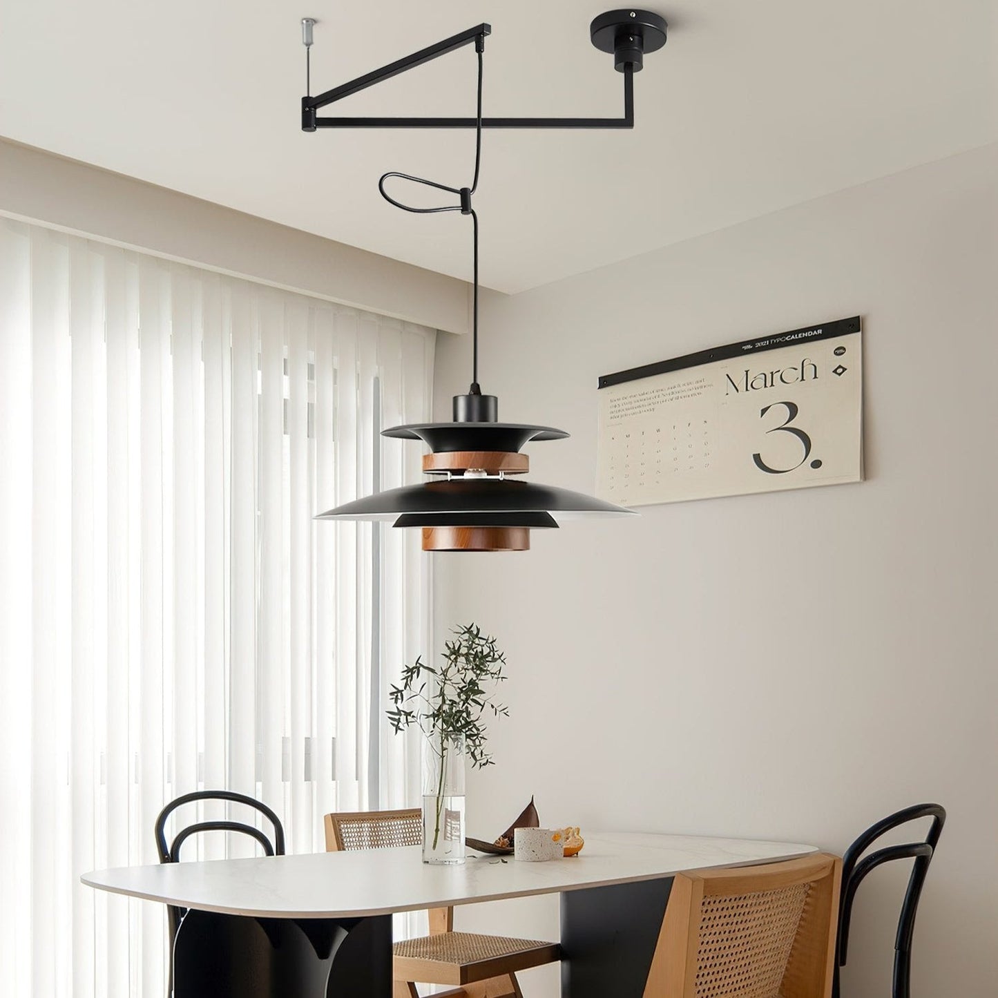 Suspension Mercero à Bras Pivotants – Design Scandinave, Lumière LED