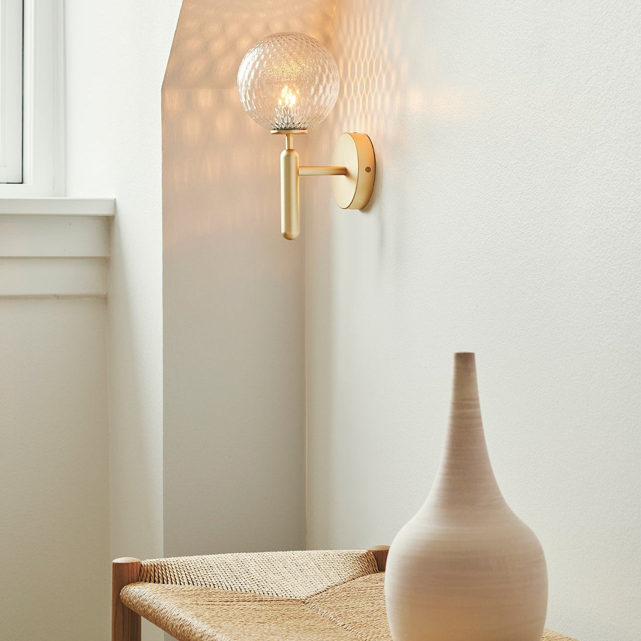 Lampe Scandiluxe LED – Design Minimaliste en Laiton et Verre pour Intérieur