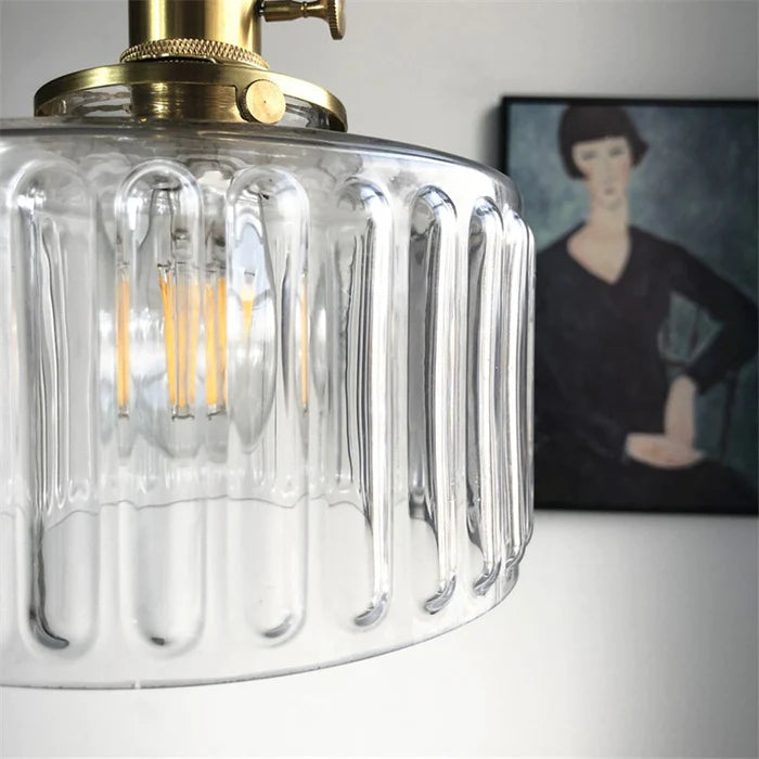 Lampe à suspension vintage en cristal – Élégance intemporelle avec abat-jour en verre