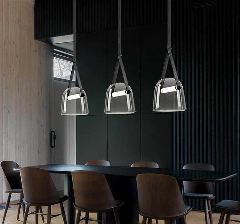 Suspension Mona Minimaliste en Métal et Verre - Éclairage LED Élégant pour Salon et Salle à Manger