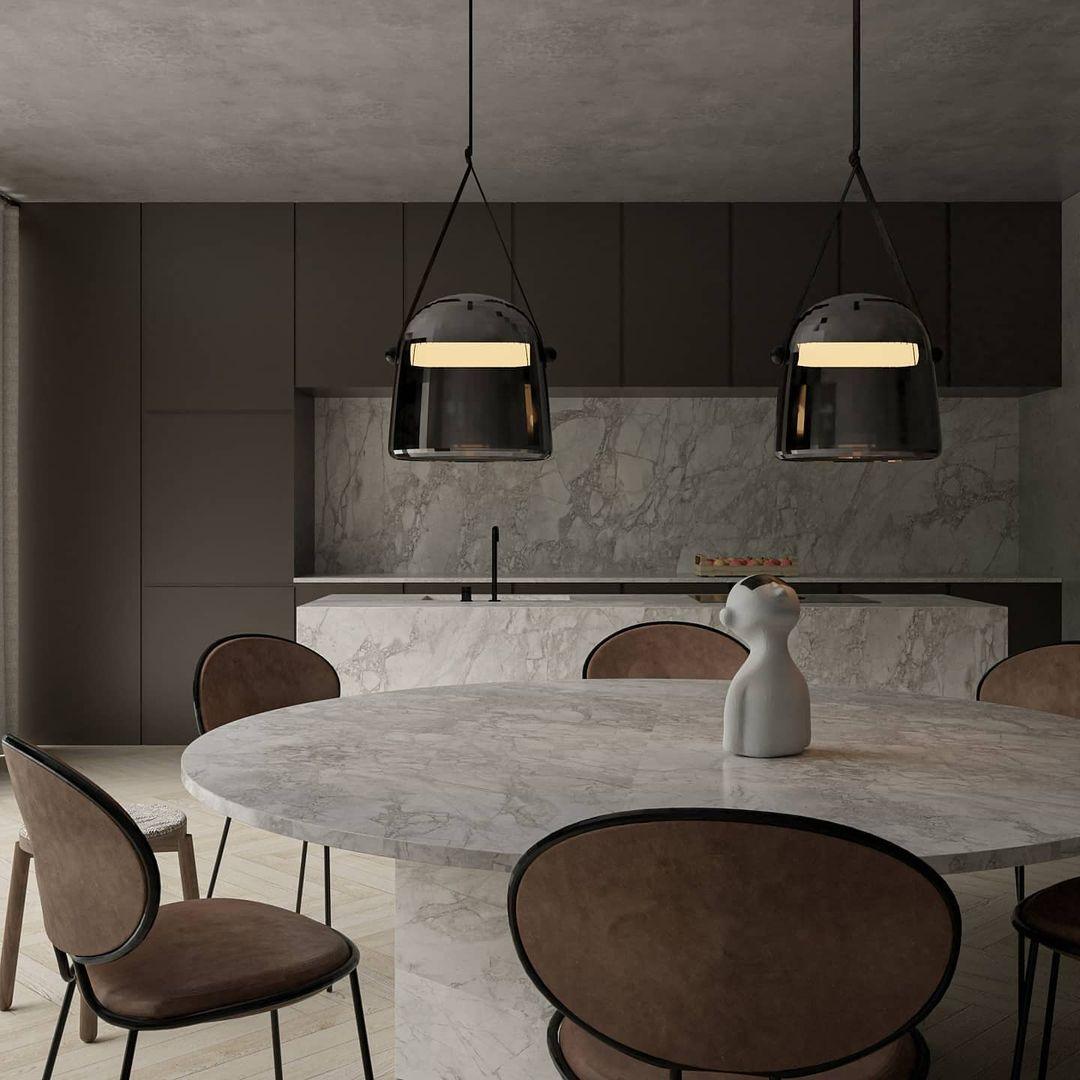 Suspension Mona Minimaliste en Métal et Verre - Éclairage LED Élégant pour Salon et Salle à Manger