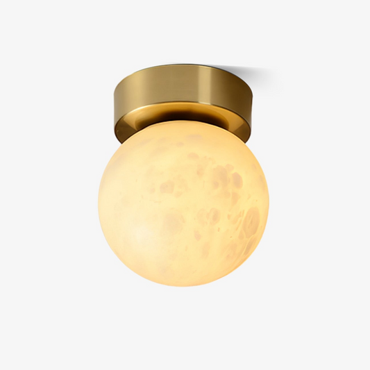 Plafonnier Moon Glow en Albâtre et Laiton - Éclairage LED Doux et Élégant pour Salon et Chambre