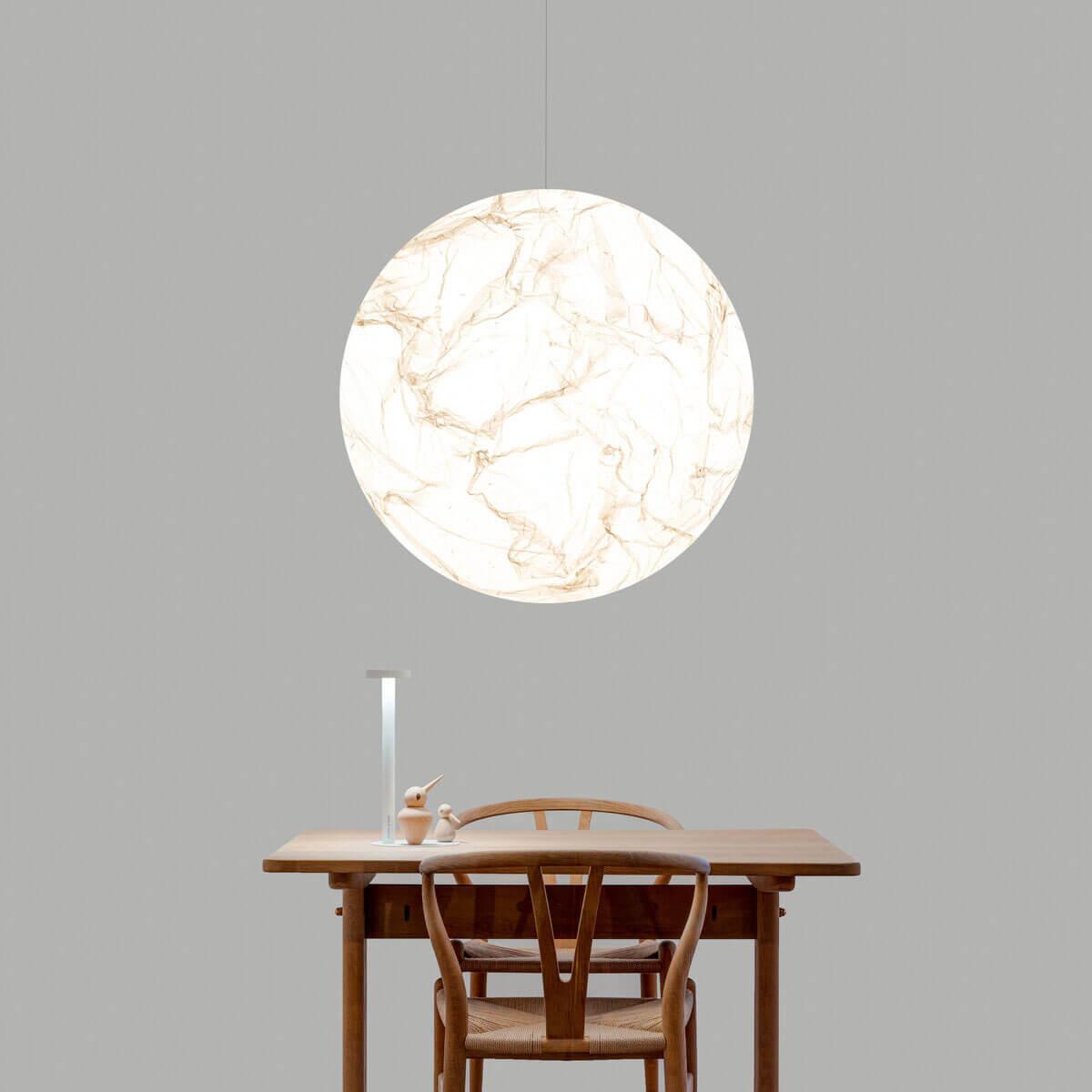 Suspension Mondseide en Soie Naturelle et Métal - Éclairage LED Élégant pour Salon et Chambre