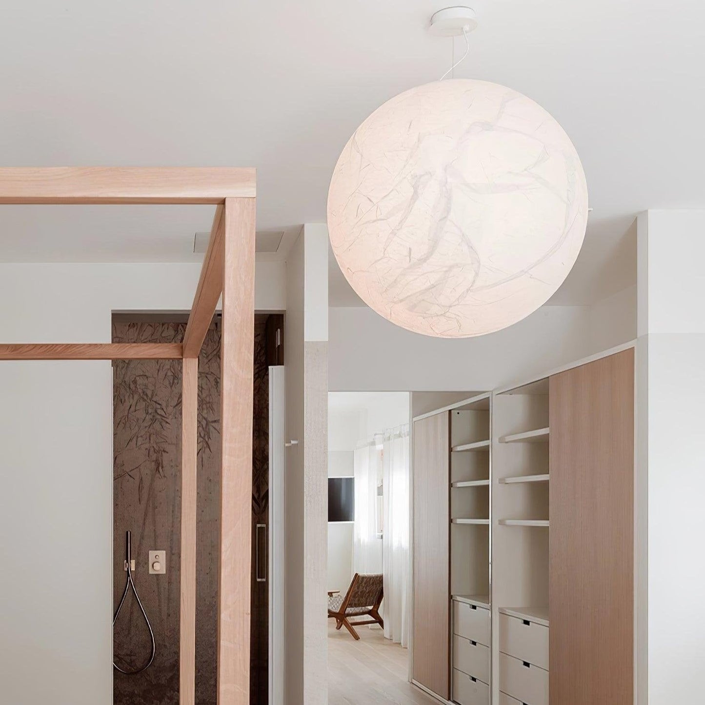 Suspension Mondseide en Soie Naturelle et Métal - Éclairage LED Élégant pour Salon et Chambre