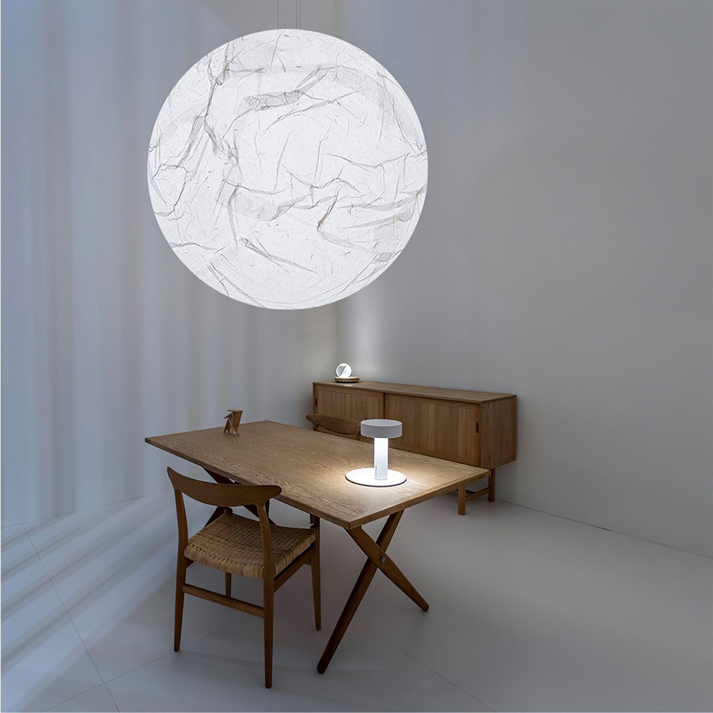 Suspension Mondseide en Soie Naturelle et Métal - Éclairage LED Élégant pour Salon et Chambre