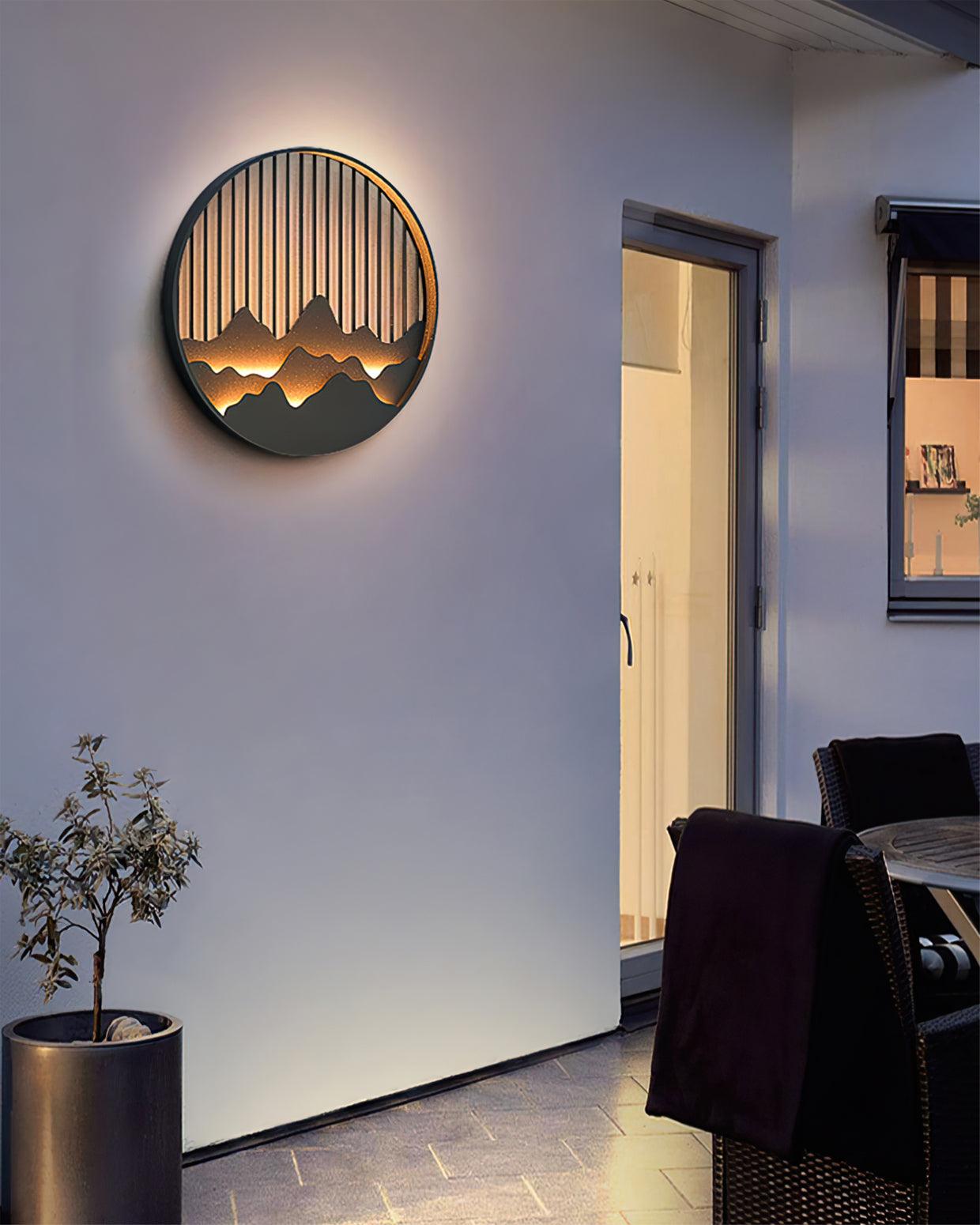Lampe Murale Extérieure Mountain - Lampe LED en Acier Inoxydable avec Motif Montagne et Eau