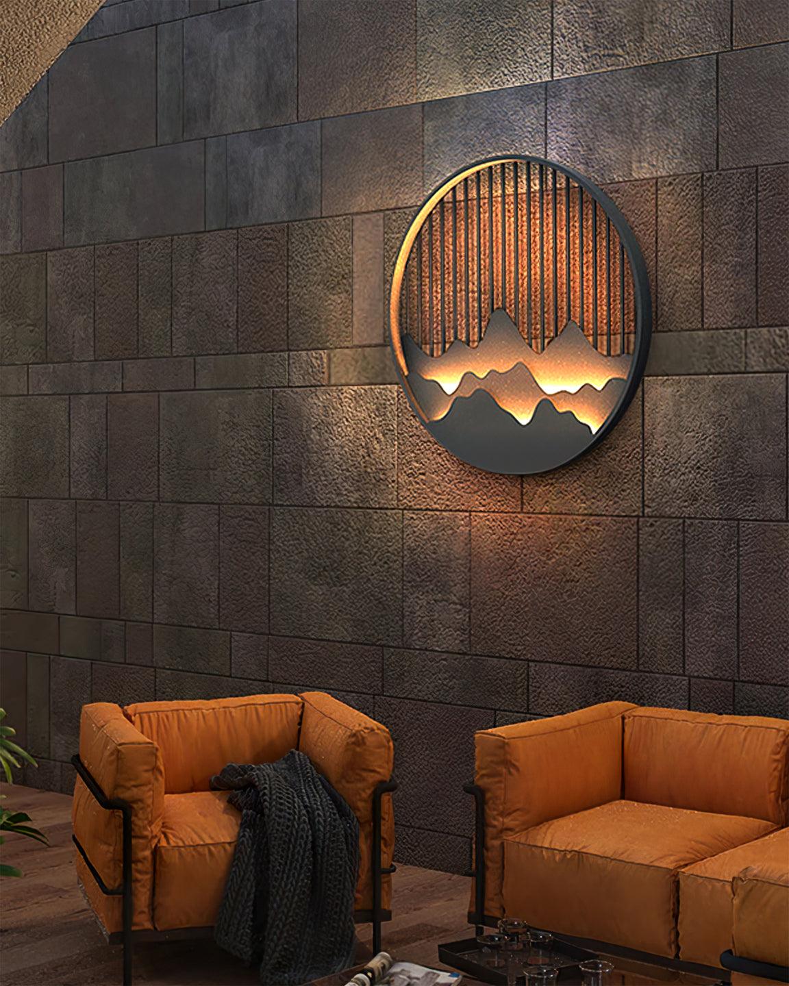 Lampe Murale Extérieure Mountain - Lampe LED en Acier Inoxydable avec Motif Montagne et Eau