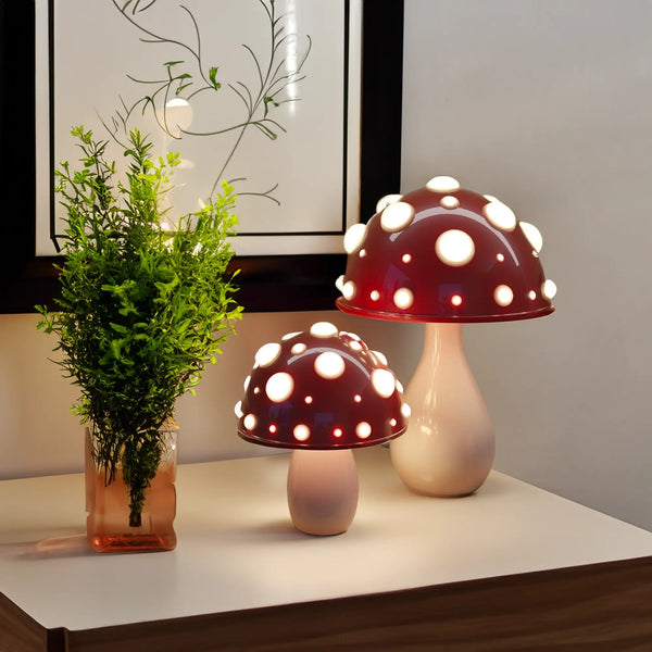 Lampe de Table Amanita - Design Inspiré du Champignon avec Lumière LED Dimmable et Option Sans Fil