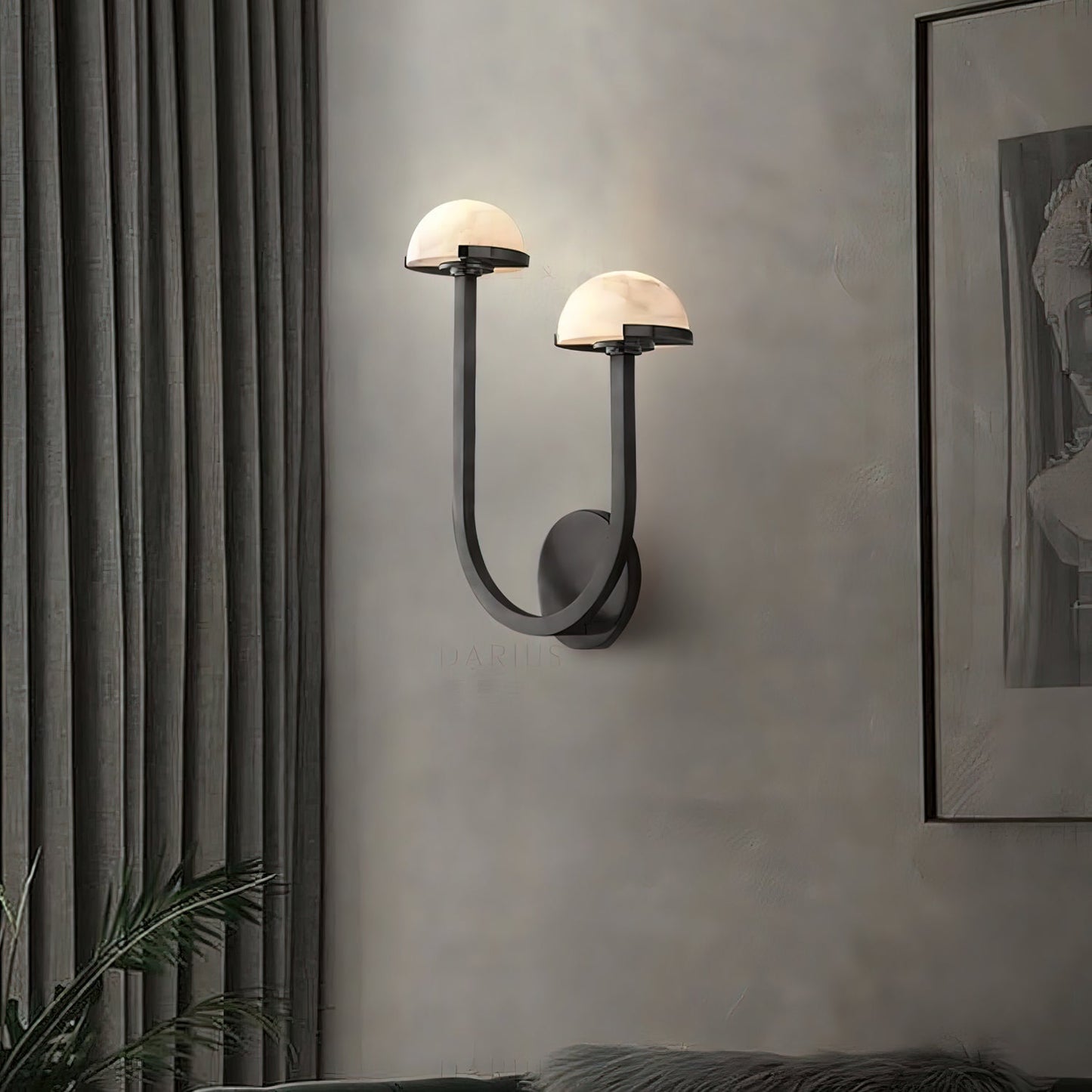 Applique Pilz Alabaster – Lampe Murale Organique en Alabastre et Laiton