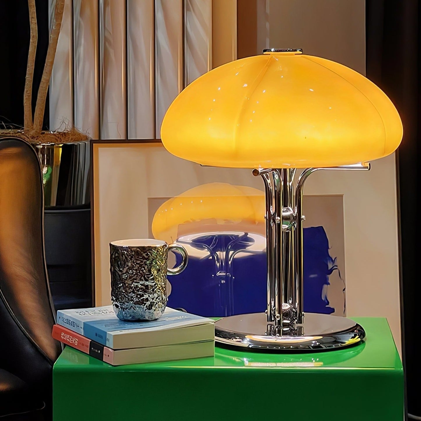 Lampe de Table Pilz Bauhaus – Design Moderne avec Abat-jour en Verre Amber