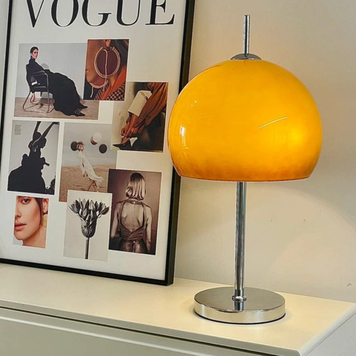 Lampe de Table Pilz Bauhaus – Design Moderne avec Abat-jour en Verre Amber