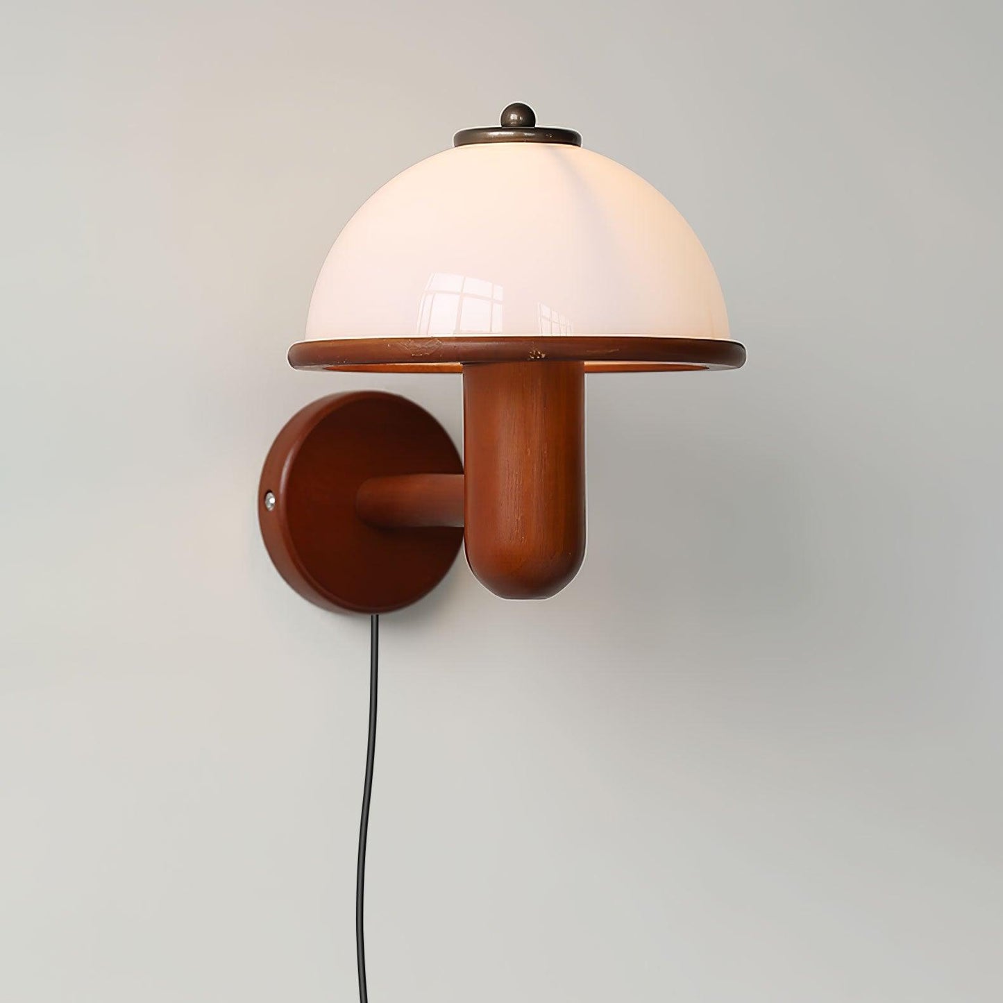 Lampe Murale Pilz en Bois – Élégante Lampe à Eiche avec Abat-jour Blanc
