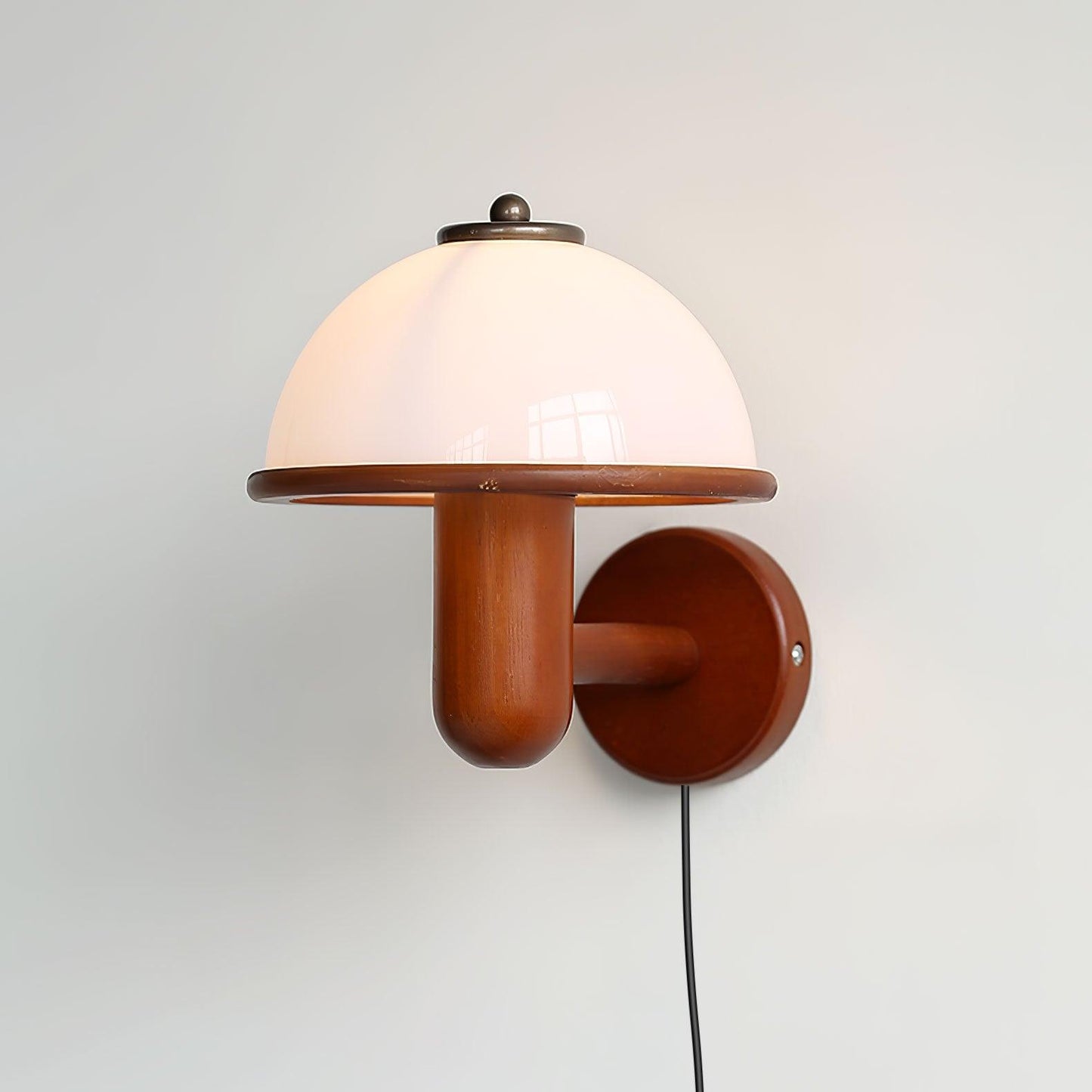 Lampe Murale Pilz en Bois – Élégante Lampe à Eiche avec Abat-jour Blanc