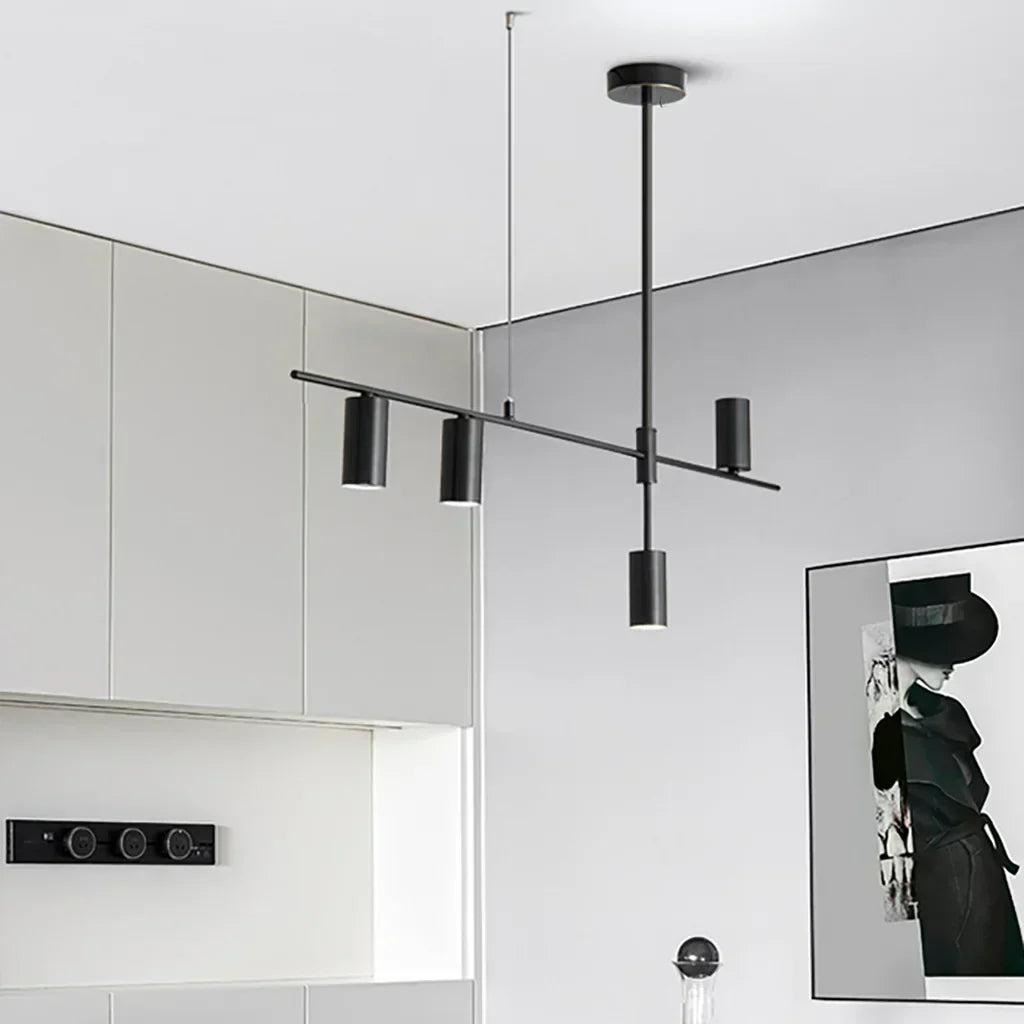 Chandelier Minimaliste Noir – Design Élégant et Moderne en Métal et Aluminium