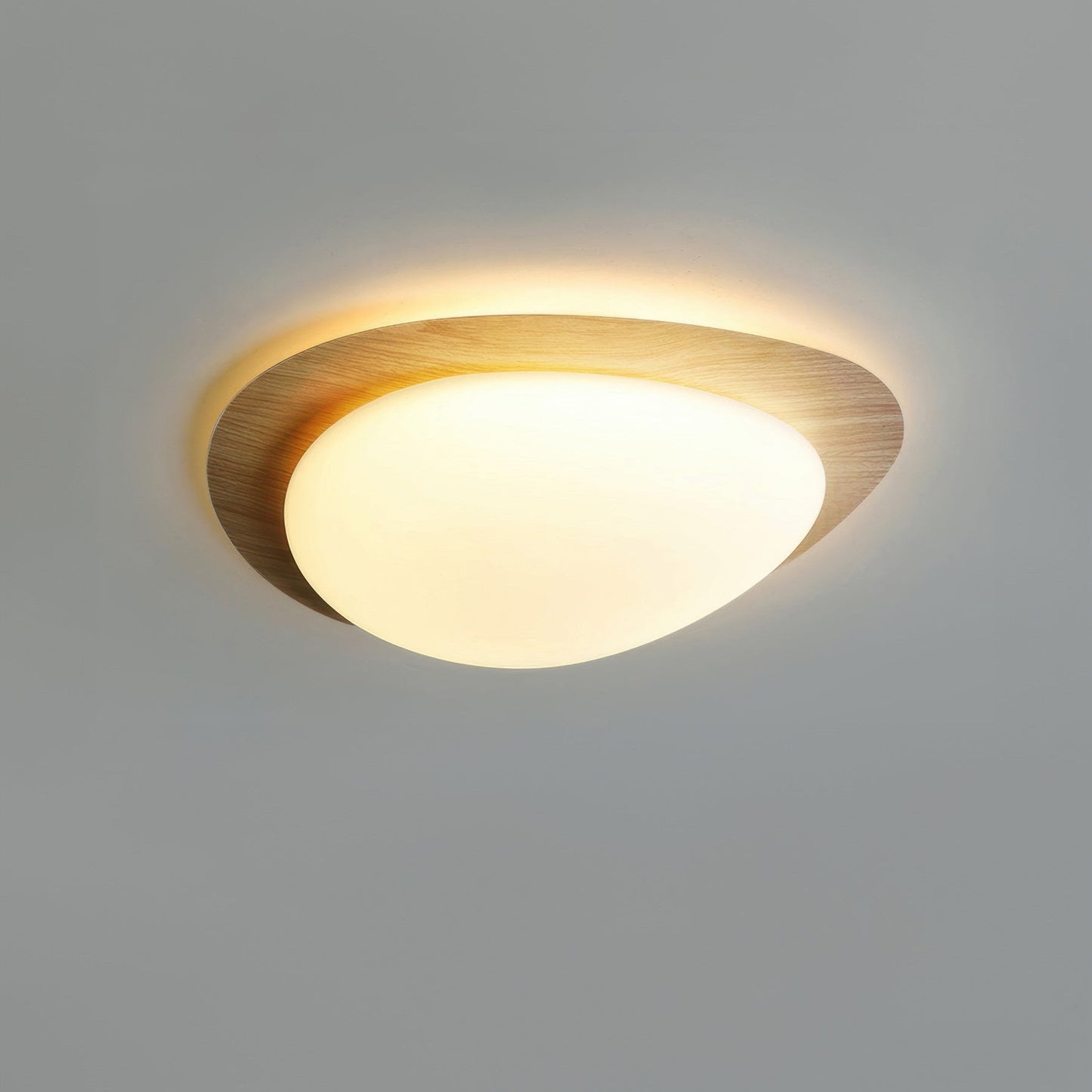 Plafonnier Scandinavian Pebble avec Grain de Bois - Design Minimaliste et LED Intégrée
