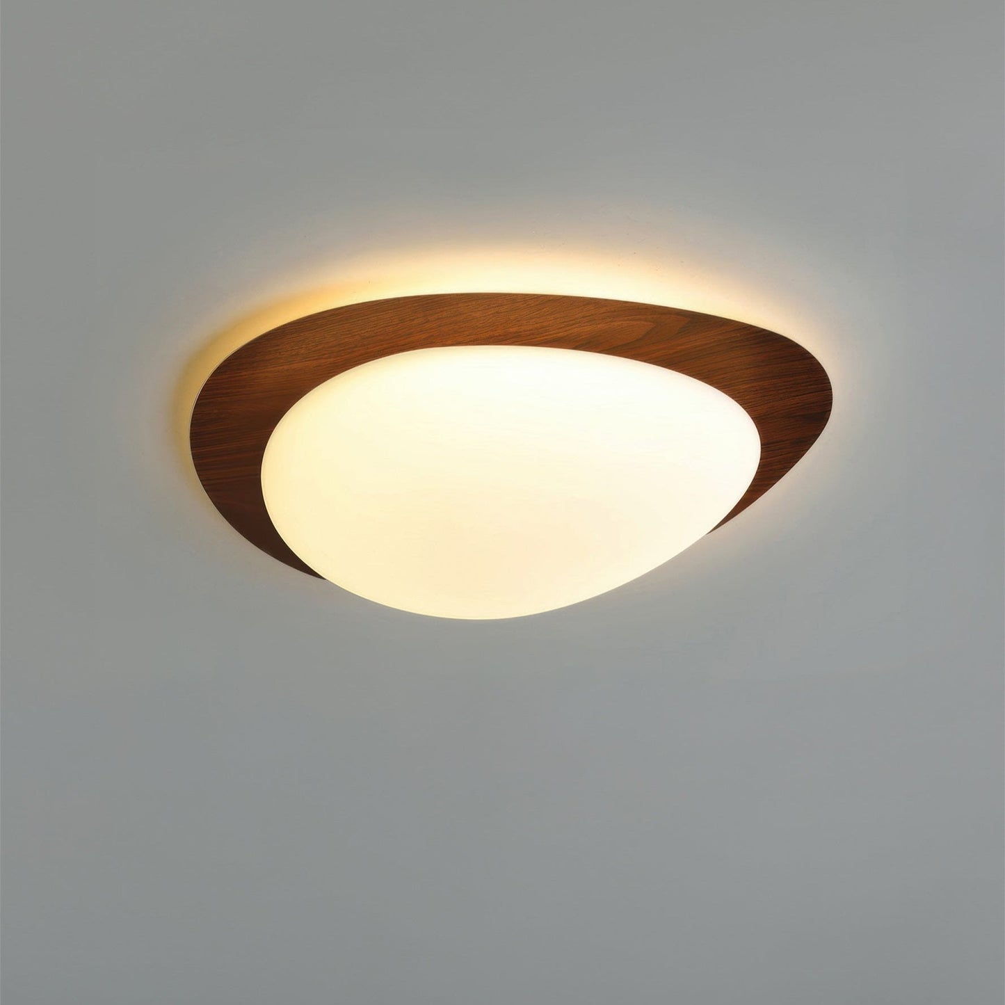 Plafonnier Scandinavian Pebble avec Grain de Bois - Design Minimaliste et LED Intégrée