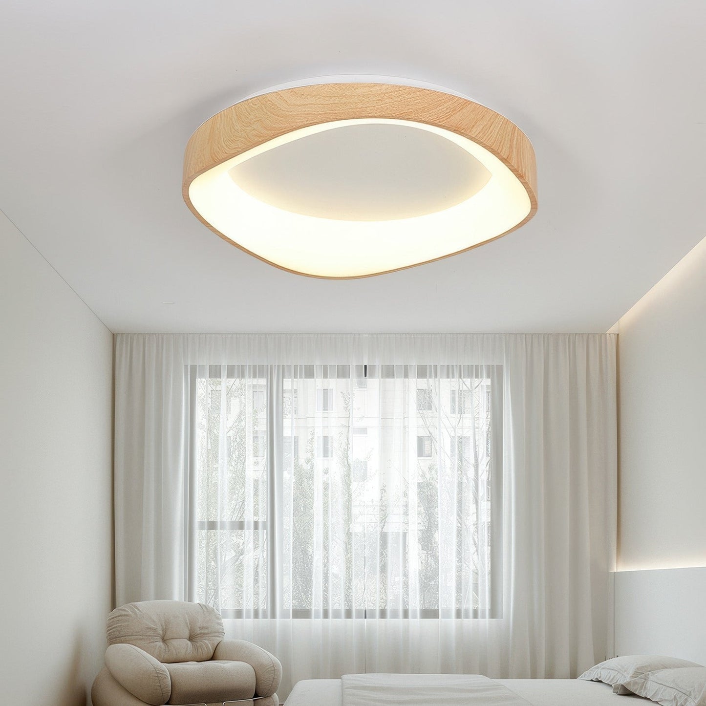 Plafonnier LED Nordic Artistic - Lampe Moderne en Bois et Métal avec Éclairage Doux