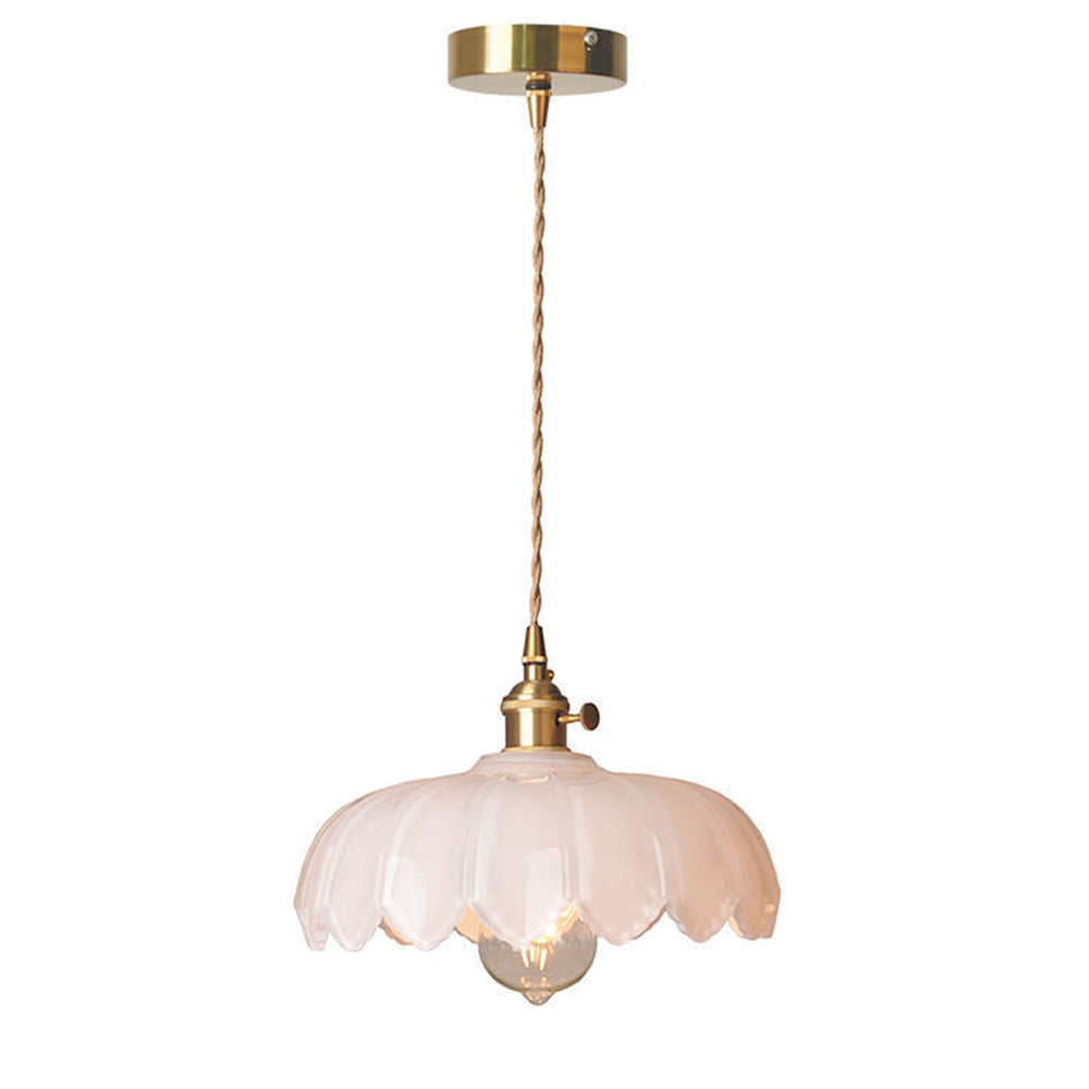 Lampe suspendue en verre translucide avec base en cuivre – Création d'une atmosphère romantique et lumineuse