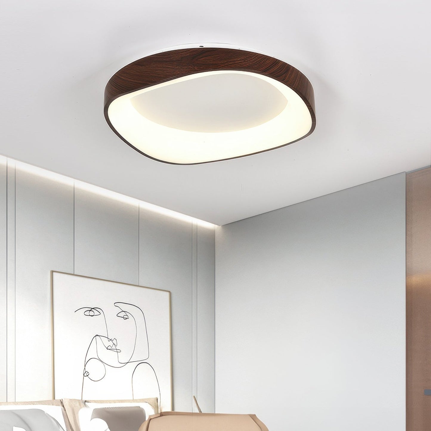 Plafonnier LED Nordic Artistic - Lampe Moderne en Bois et Métal avec Éclairage Doux