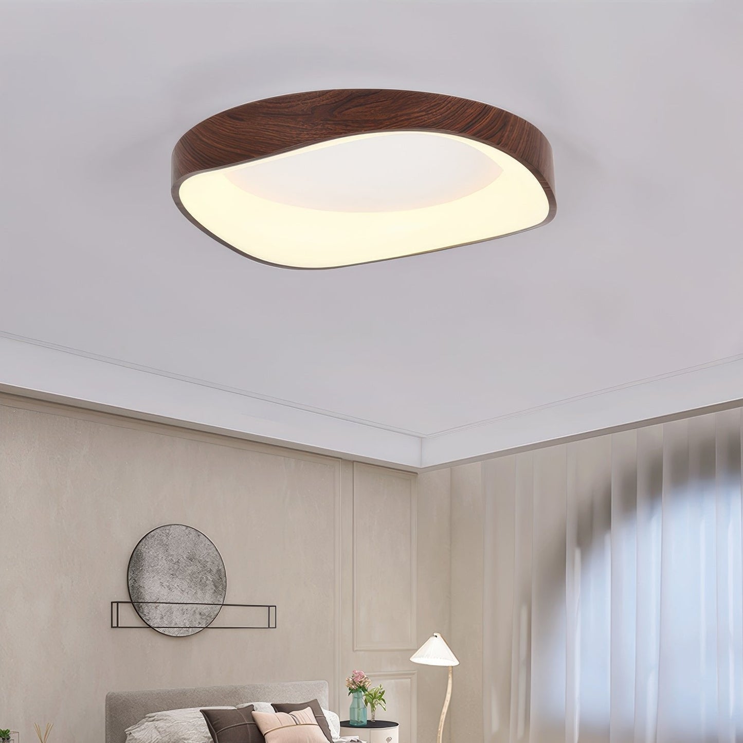 Plafonnier LED Nordic Artistic - Lampe Moderne en Bois et Métal avec Éclairage Doux
