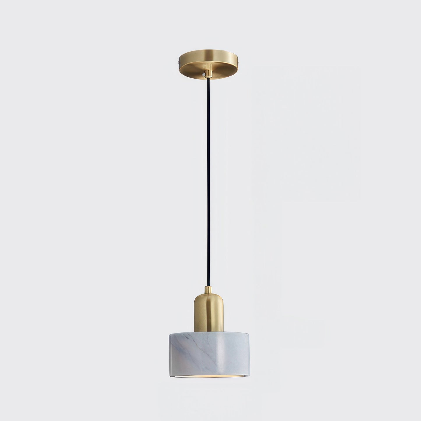 Suspension Cylinder – Lampe Moderne en Laiton et Bois avec Éclairage LED