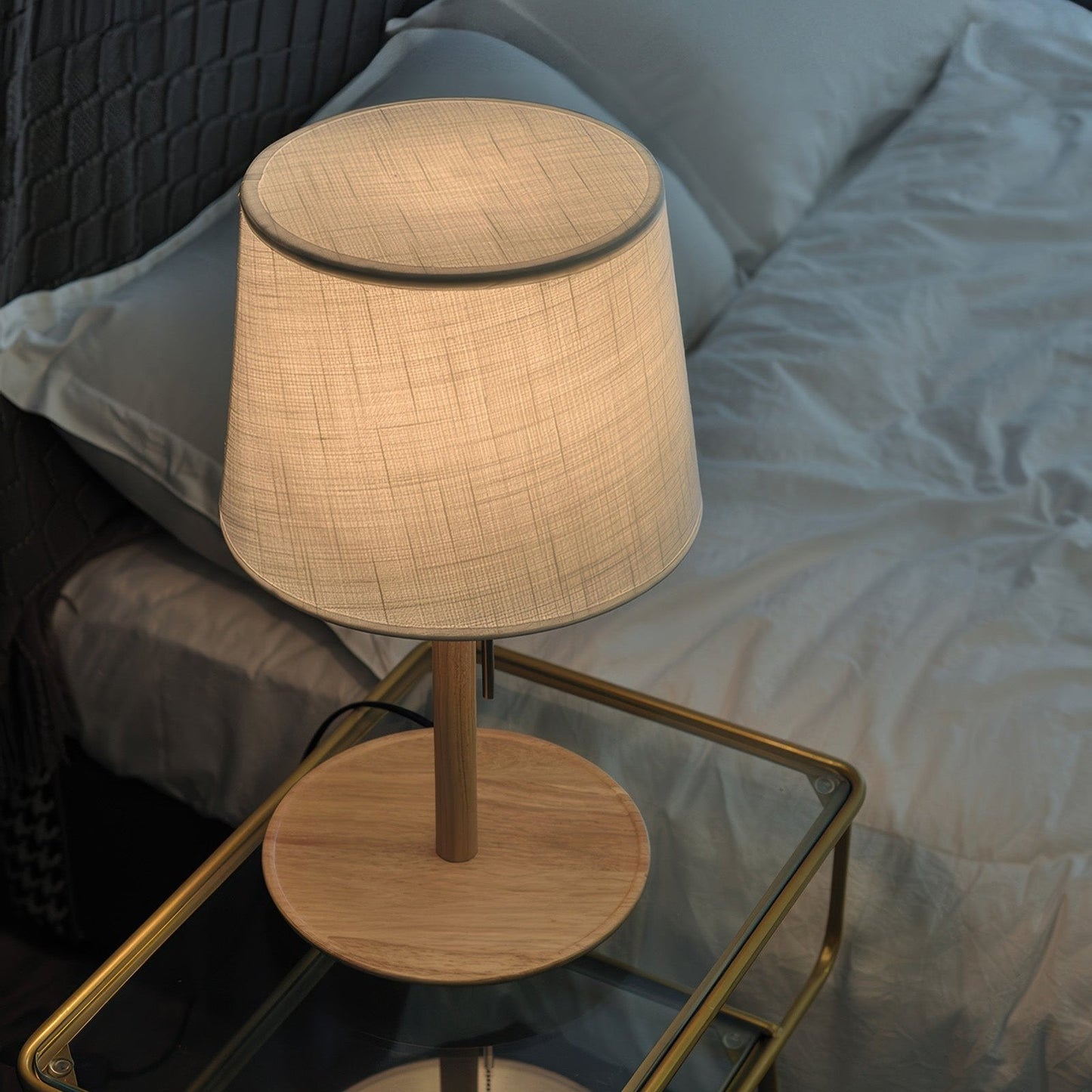 Lampe Gentle Glow Nordic Walnut - Éclairage Naturel et Apaisant en Bois et Tissu