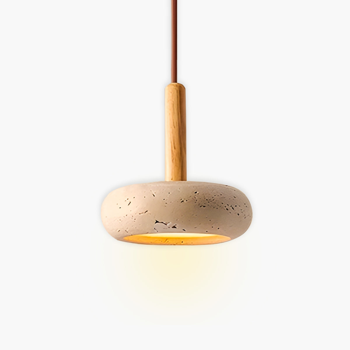 Suspension OSHO Stone – Lampe en Travertin Jaune Naturel LED, Éclairage Élégant et Durable