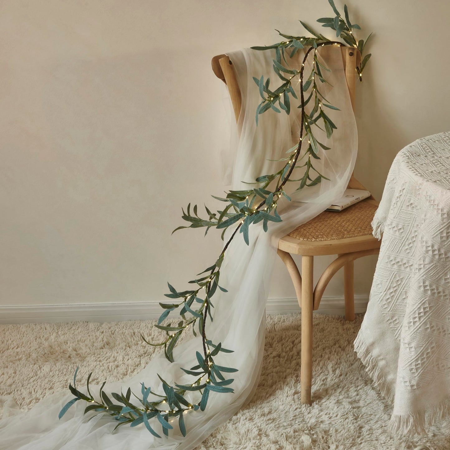 Guirlande de Branche d'Olive Enchantée avec 96 LED – Décoration Intérieure et Extérieure