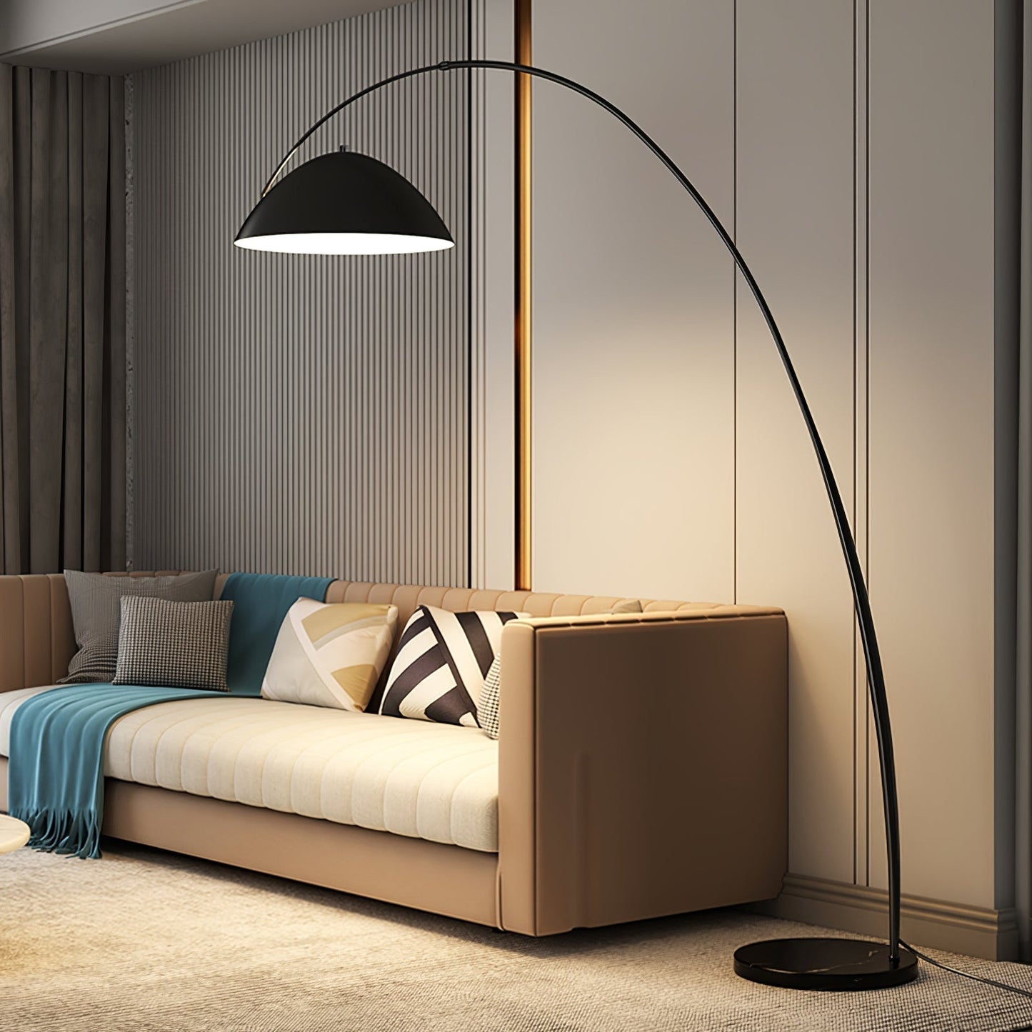 Lampadaire Verse Arc - Design Scandinave Élégant avec Bras Réglable et Éclairage LED